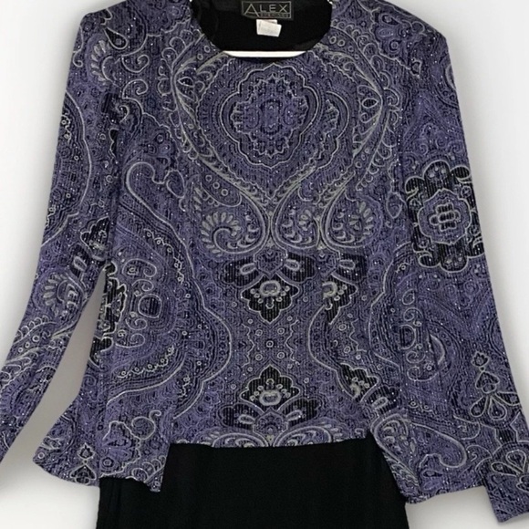 Alex Evenings Floral Sparkle Dress 2 Piece Purple Gown Sz 10 Mother Of The Bride - Picture 1 of 15